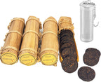 (60Cakes-240Cups) Pu-erh Tea in Bamboo Leaf Tube - Ripe Puerh Tea Cake 21.16 oz/600g And a tea filter，Aged Shou Black Tea