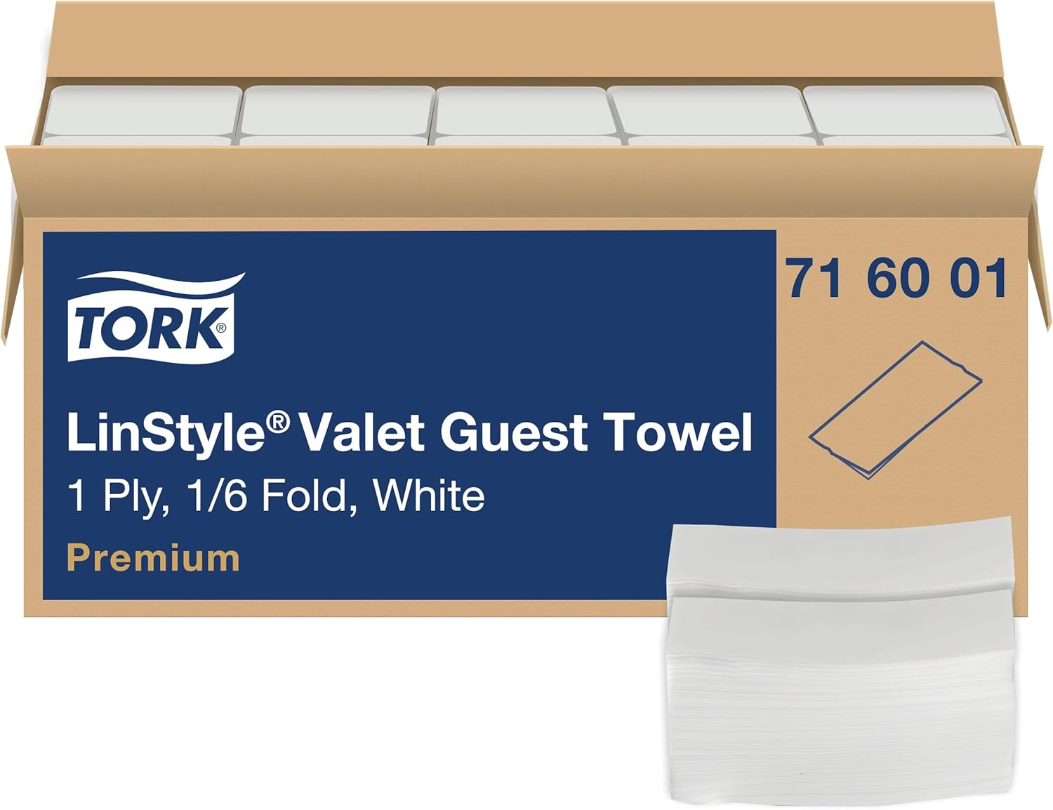 Tork LinStyle Valet Guest Towel White, Linen-Feel, Disposable Dinner Napkins, 1/6 Fold, 5 x 100 Towels, 716001