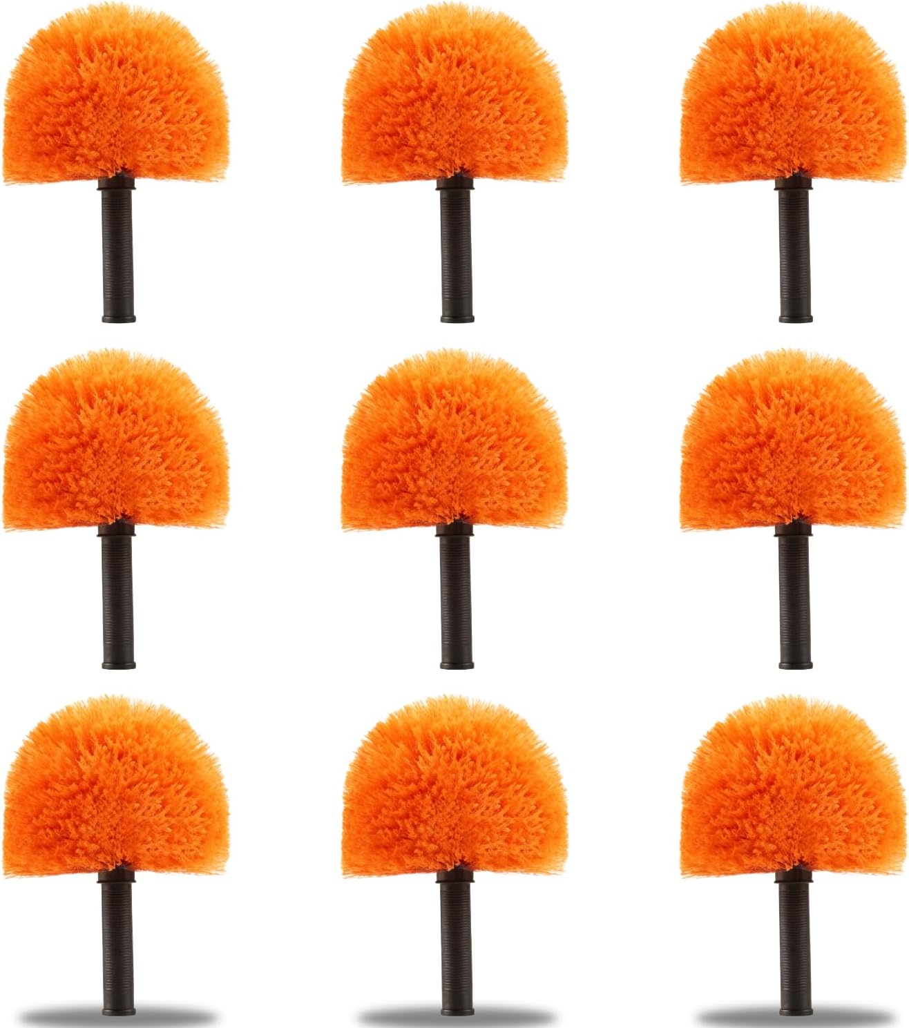 9pcs Screw on Webster Cobweb Duster Head for Pole | Spider Web Remover Brush | Cobweb Duster Head Attachment | Fits Standard 3/4 inch Threaded Poles (Orange)