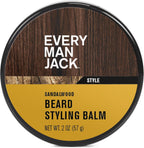 Every Man Jack Beard Styling Balm - Light Sandalwood Scent - Moisturize, Strengthen, and Style Your Beard - Medium Hold - Made w/Naturally Derived Ingredients like Candelilla Wax and Shea Butter - 2oz