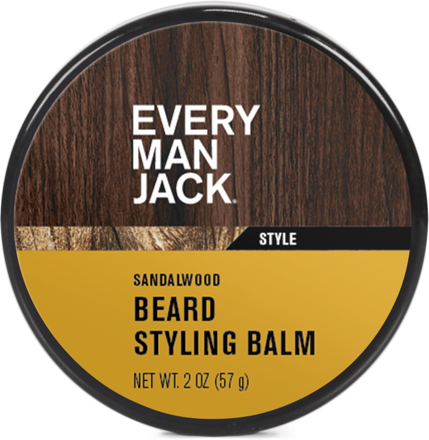 Every Man Jack Beard Styling Balm - Light Sandalwood Scent - Moisturize, Strengthen, and Style Your Beard - Medium Hold - Made w/Naturally Derived Ingredients like Candelilla Wax and Shea Butter - 2oz