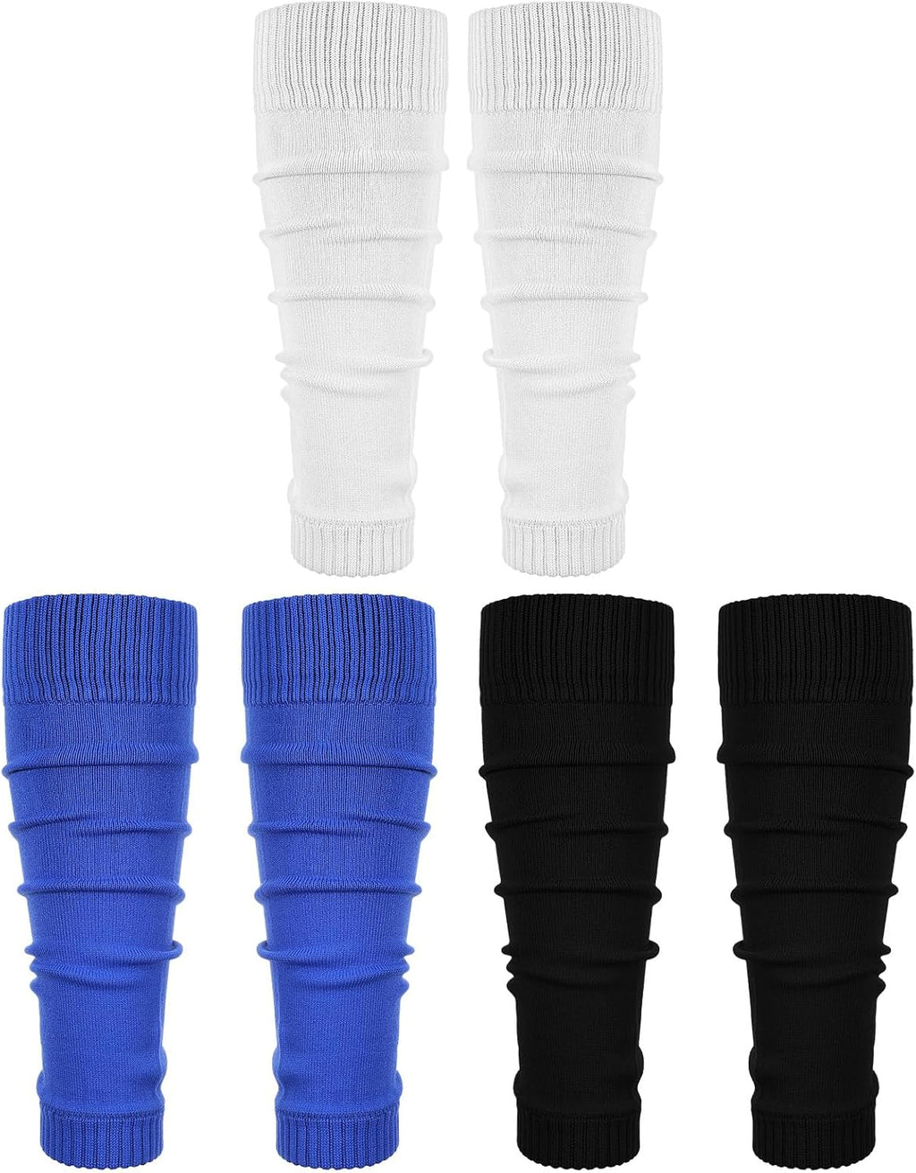 3 Pairs Pre Cut Football Sock Sleeves, 3 Colors Shin Guard Sleeves, Soft Breathable Soccer Sock, Elastic Leg Sleeve for Men Women Soccer Basketball Running Cycling