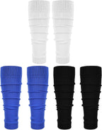 3 Pairs Pre Cut Football Sock Sleeves, 3 Colors Shin Guard Sleeves, Soft Breathable Soccer Sock, Elastic Leg Sleeve for Men Women Soccer Basketball Running Cycling