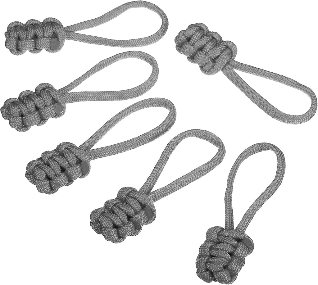 PATIKIL Zipper Pulls Replacement, 6 Pack Extension Cord Handle Fix Pull Tab Extender Fixer Slider Head Repair Kit for Luggage Backpack Jacket, Dark Grey
