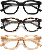 LKEYE Reading Glasses For Women Blue Light Blocking Square Computer Reader Stylish Unbreakable Large Eyewear LK6078
