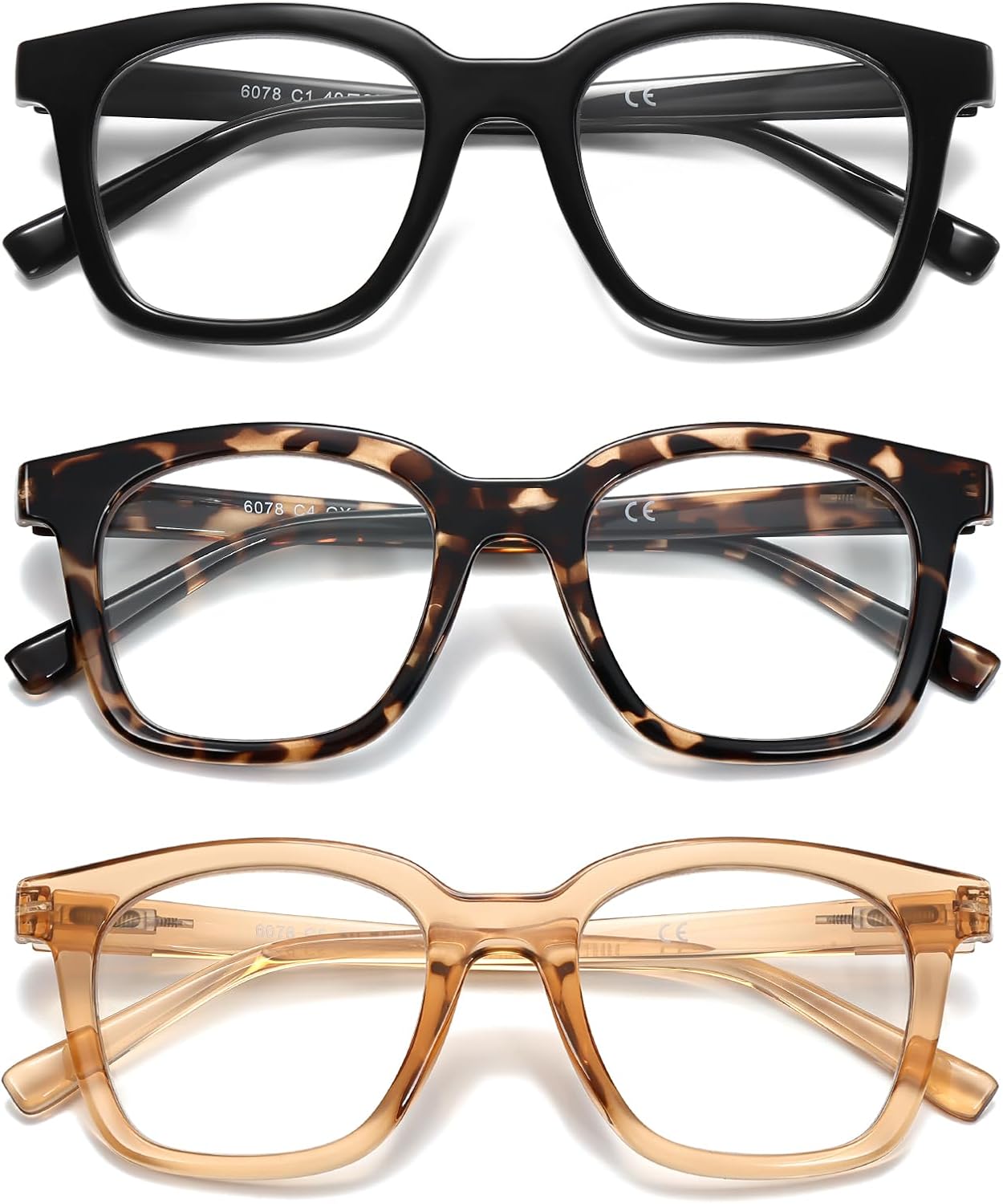 LKEYE Reading Glasses For Women Blue Light Blocking Square Computer Reader Stylish Unbreakable Large Eyewear LK6078