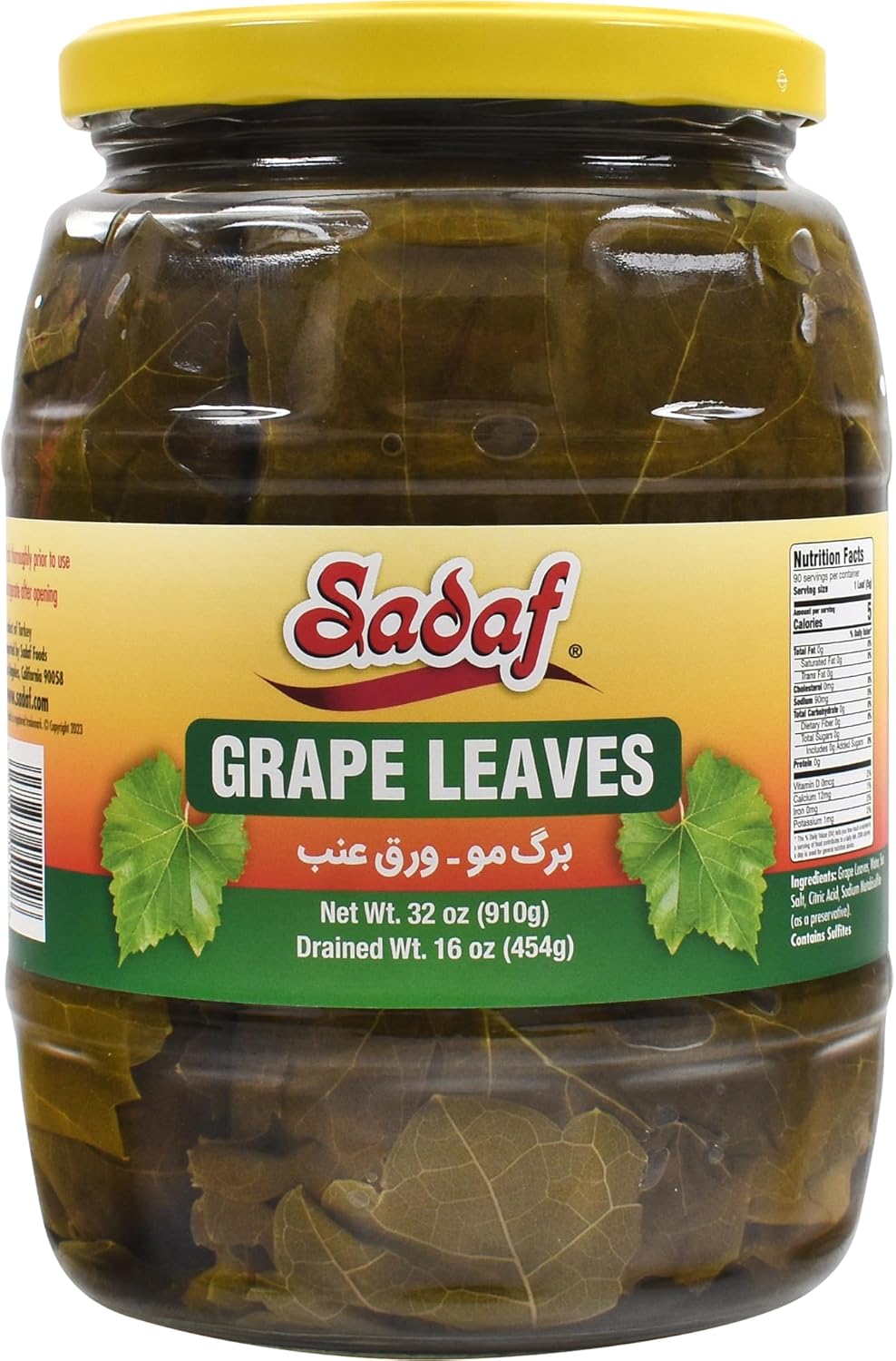 Sadaf Grape Leaves - Grape Leaves for Cooking - Ideal to Wrap and Stuff Dishes - Healthy Grape Leaves for Dolma - Middle Eastern Cuisine - 32 oz Jar