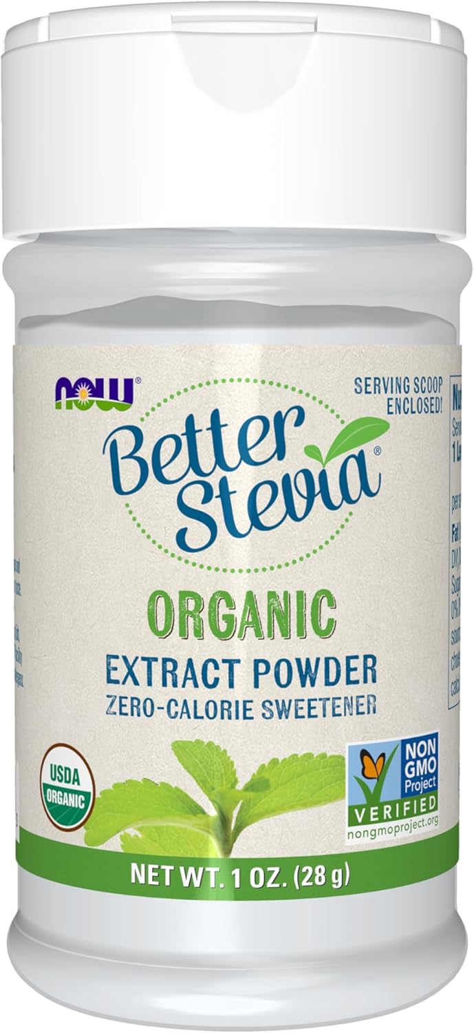 NOW Foods, Certified Organic Better Stevia, Extract Powder, Zero-Calorie Sweetener, Certified Non-GMO, 1-Ounce(Pack of 1)