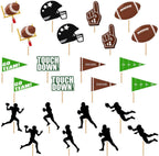 24PCS Football Cupcake Toppers, Football Flag Touchdown Wooden Food Picks, Disposable Foot Ball Themed Cocktail Picks for Sports Theme Party Decorations 2026 Birthday Game Day Party Supplies