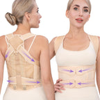 Back Brace Posture Corrector for Women & Men, Adjustable Full Back Support, Shoulder Straightener for Upper & Lower Back Pain Relief-Scoliosis, Hunchback, Waist Trainer (Medium, Beige)