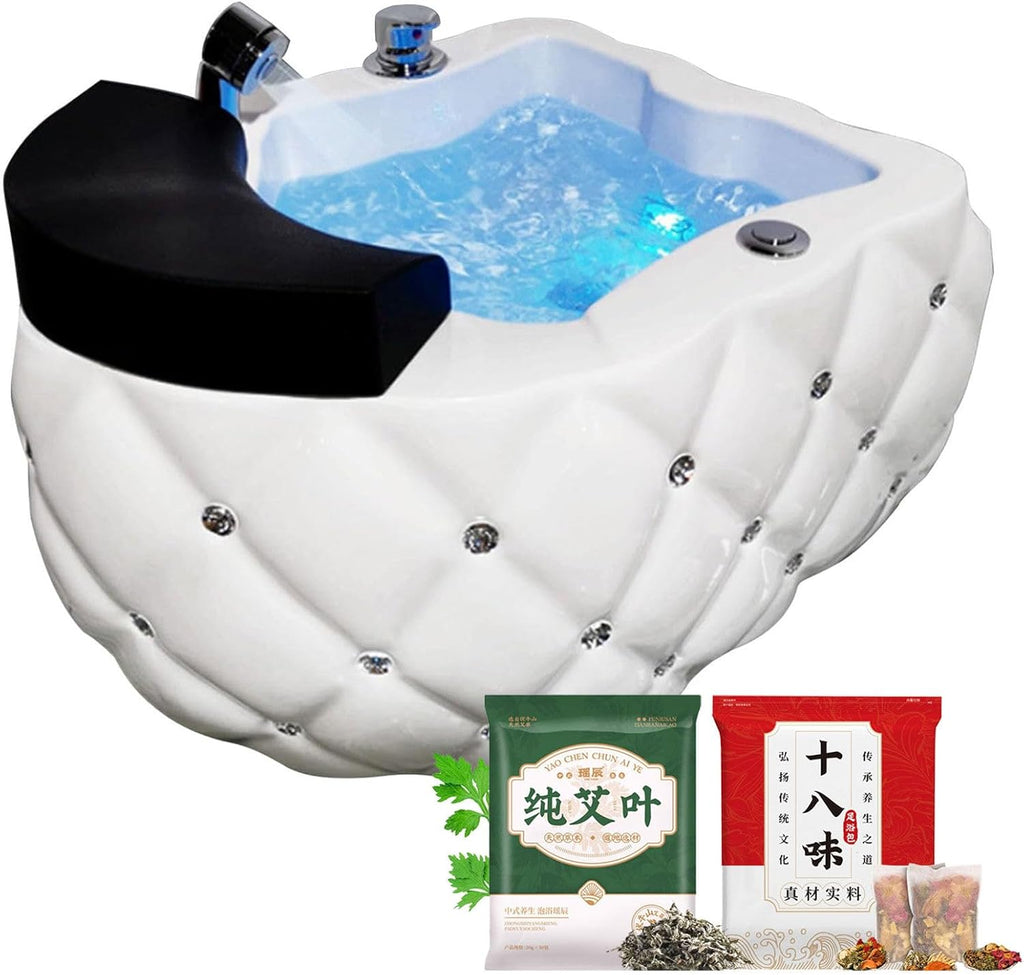 Pedicure Foot Spa, Foot Massager Acrylic Massage Footbath with Automatic Water Pump,Feet spa Tub Colorful Light Surfing Hot and Cold Adjustment,Portable Pedicure Bowl, With 60PCS foot bath bags K