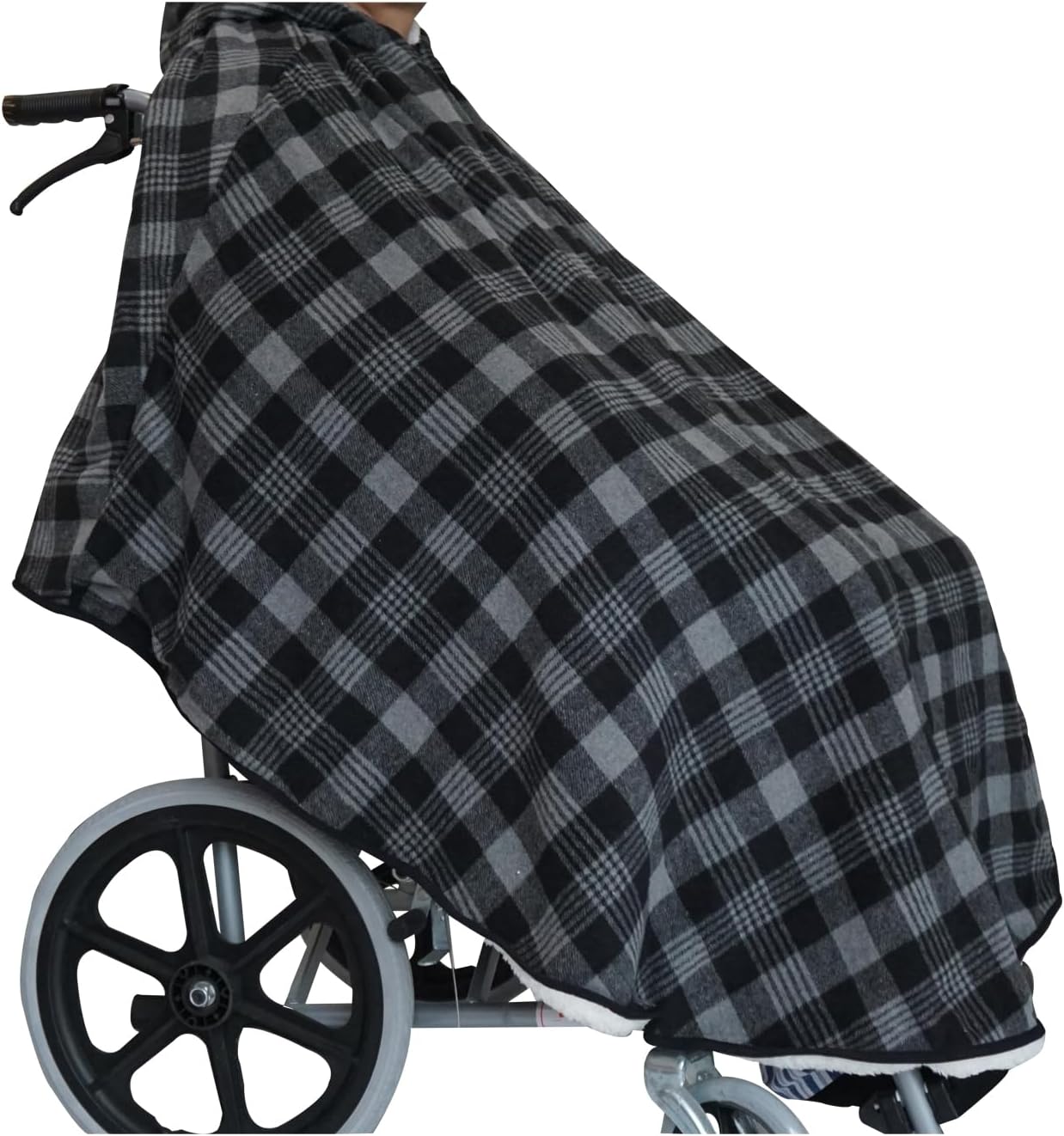 Wheelchair Warmer Blanket, Semi Wrapped Wheelchair Warmer Blanket Adults with Hat, Suitable for Most Adults,Black