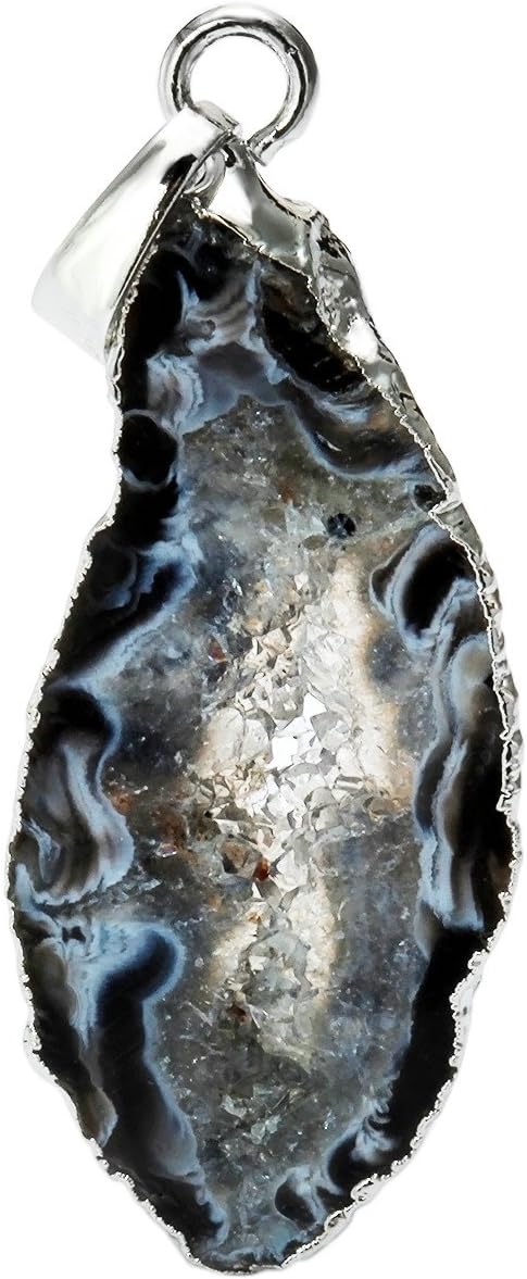 SUNYIK Irregualr Natural Agate Quartz Geode Druzy Pendant Necklaces for Women,Healing Crystal