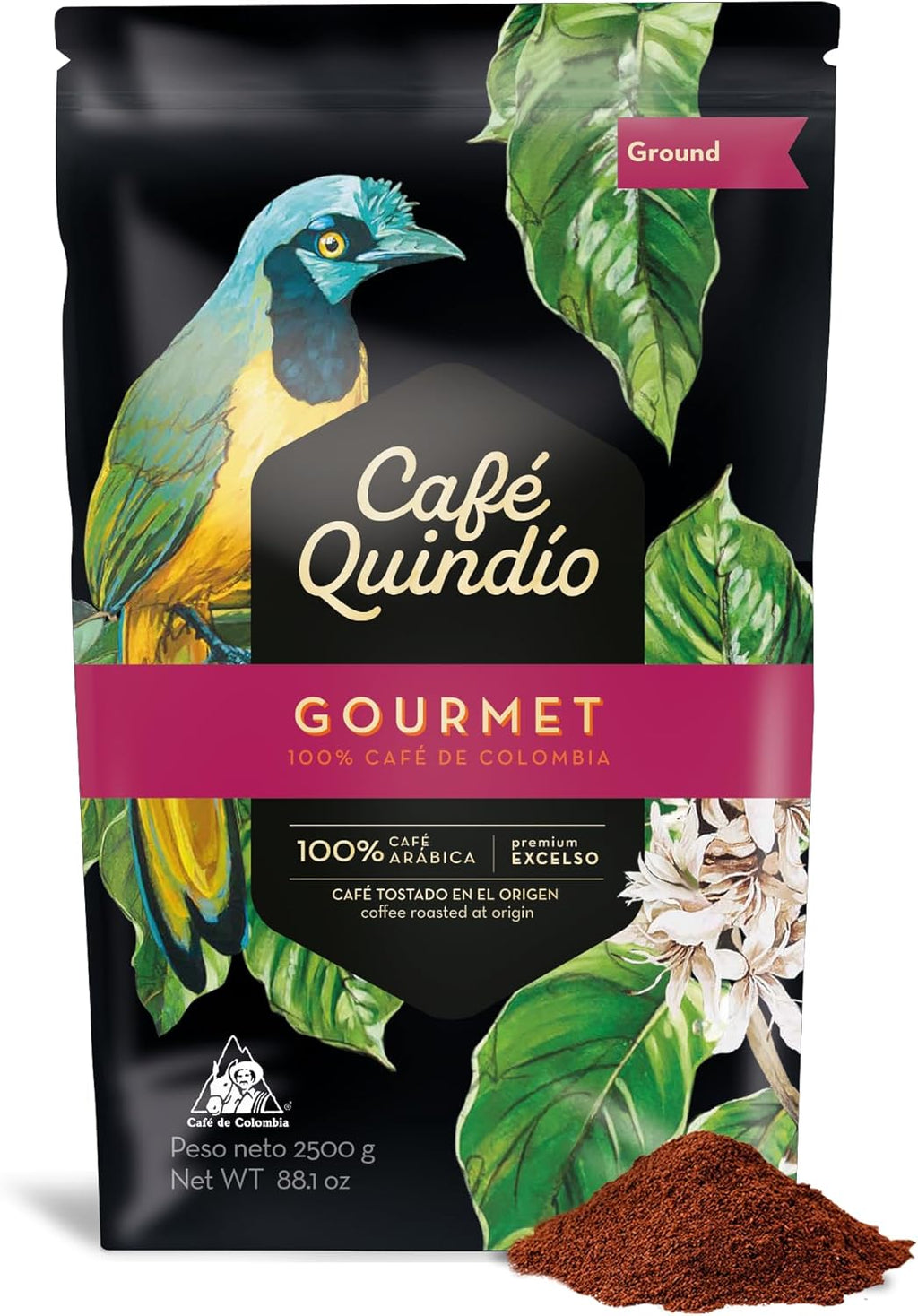 Cafe Quindio Medium Roast 100% Colombian Excelso Ground Arabica Coffee (88 Ounce (Pack of 1), Gourmet)