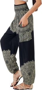 Joob Joob Boho Pants for Women - Hippie Harem Pants Women - Womens Yoga Pants – Comfy Bohemian Flowy Hippie Clothes