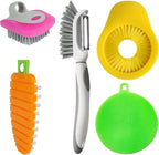 Openfly Flexible Vegetable Brush Fruit and Vegetable Brushes, Vegetable/Fruit Peeler with Brush Bendable Fruit Brush Scrubber for Food Veggies Carrot Potato Corn, 5 Pcs