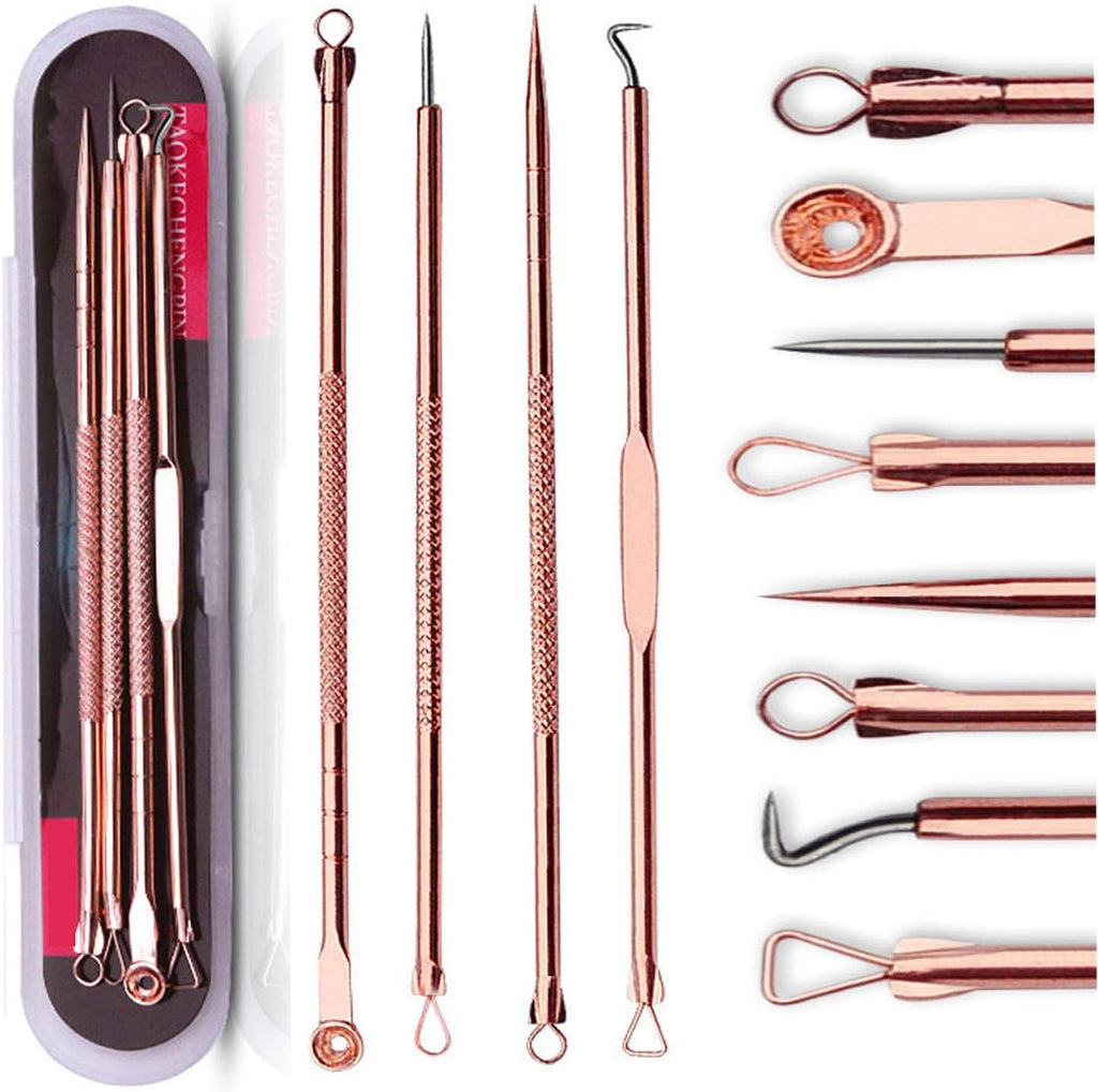 ZTRHYOO Blackhead Remover Pimple Comedone Extractor Tool Best Acne Removal Kit - Treatment for Blemish, Whitehead Popping, Zit Removing for Risk Free Nose Face Skin with Case (Rose)