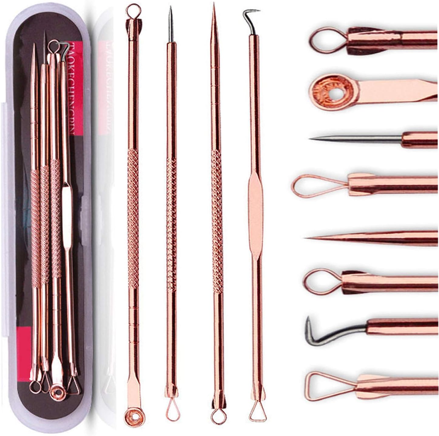 ZTRHYOO Blackhead Remover Pimple Comedone Extractor Tool Best Acne Removal Kit - Treatment for Blemish, Whitehead Popping, Zit Removing for Risk Free Nose Face Skin with Case (Rose)
