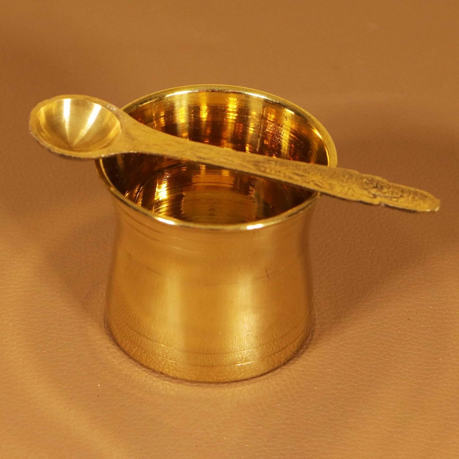 Eternals Brass Panchapatra Panchpathiram Panchapalli for Pooja/Worship - Designed Panchamurt Set.