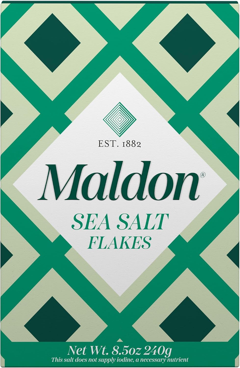 Maldon Salt, Sea Salt Flakes, 8.5 oz (240 g), Kosher, Natural, Handcrafted, Gourmet, Pyramid Crystals