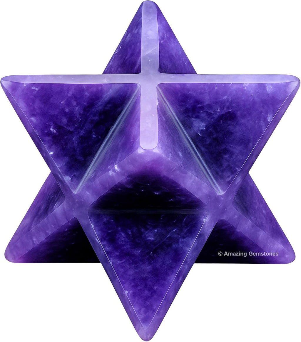 Amazing Gemstone Lepidolite Merkaba Crystal - 0.75 Inches Metaphysical Merkaba Star for Meditation - Energetic Tetrahedron Crystal and Healing Stones for Spiritual Growth and Healing (15-20mm)