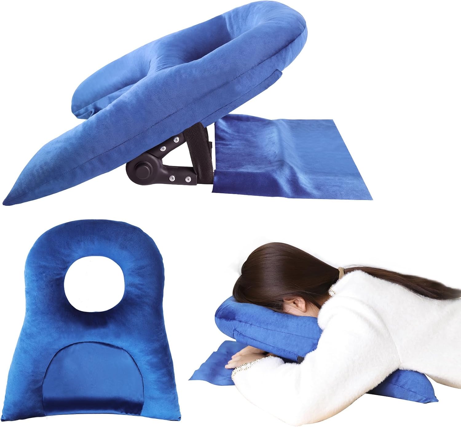 Face Down Pillow Adjustable Stomach Sleeping Pillow for Recovery After Eye Surgery BBL, Vitrectomy, Retinal Surgery, Prone Pillows, Removable Washable Cover, Home Massage Office Workplace Nap Pillows