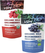 LOOV Whole Berry Bundle | Organic Whole Wild Blueberries and Organic Wild Lingonberries | No Added Sugar | Freeze Dried Berries from Northern Europe | 4oz Packs