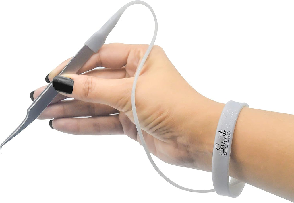 SIVOTE Lash Tweezers Holder Protector, Silicone Wristband, Tweezer Delighter, Lash Extension Supplies, Silver