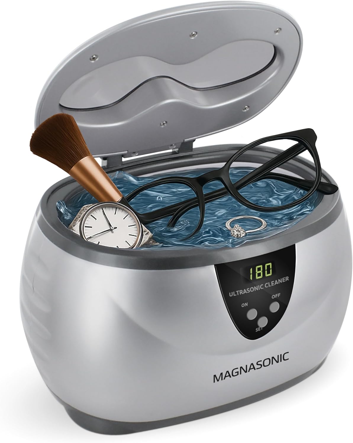 Magnasonic Ultrasonic Cleaner - 20oz Stainless Steel Tank, Digital Timer, 5 Cleaning Modes, Ultrasonic Jewelry Cleaner for All Jewelry, Eyeglasses, Watches, Dentures, Retainers & More