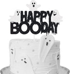 Happy Booday Cake Topper Halloween Birthday Supplies Spooky Ghost Party Decoration Black