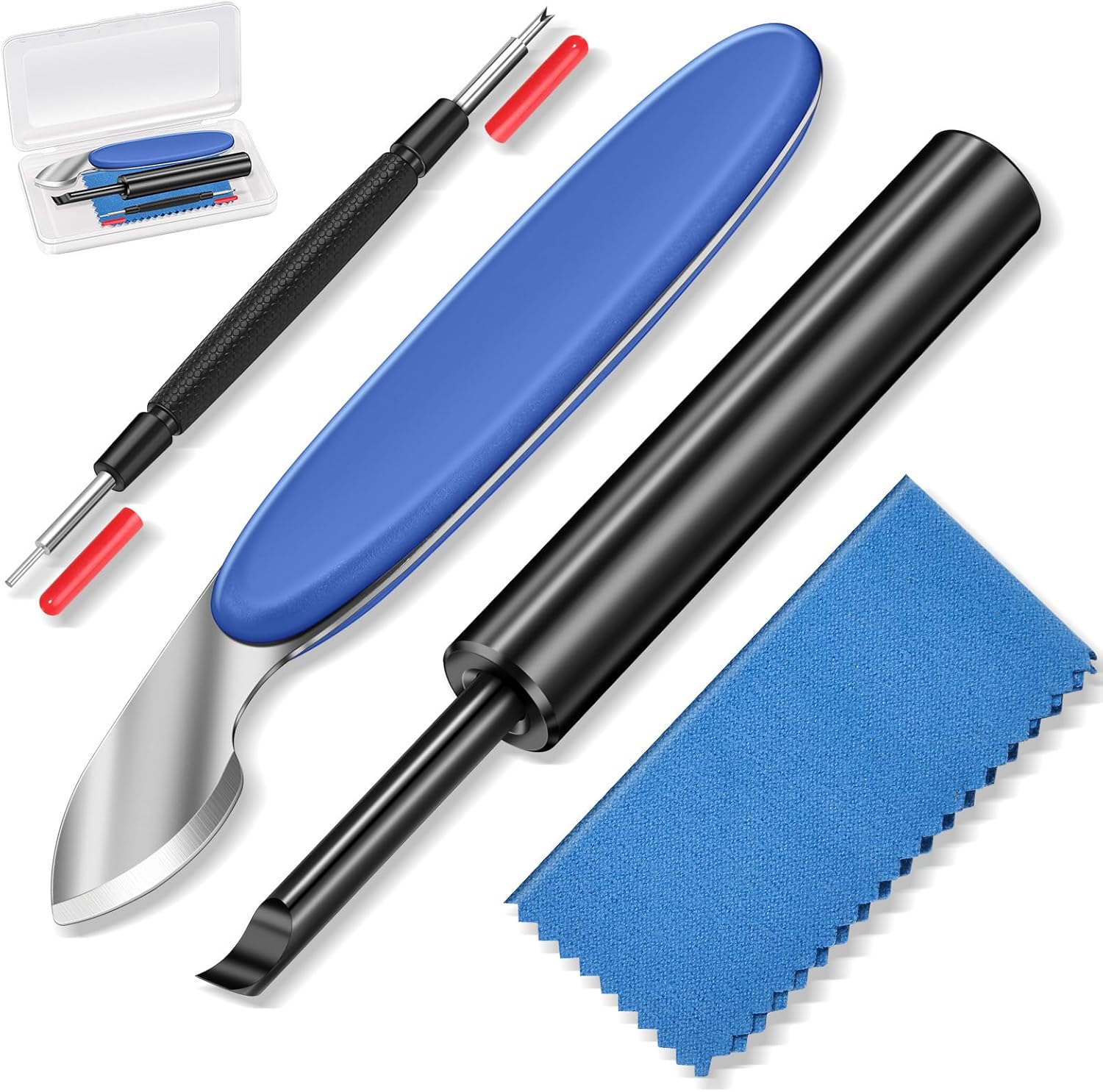 4PCS Watch Repair Kit with Battery Replacement Tool, Back Case Opener & Spring Bar Tool (Band Remover) - Universal Easy to Use at Home, Includes Microfiber Cloth, Great Value for Most Watches