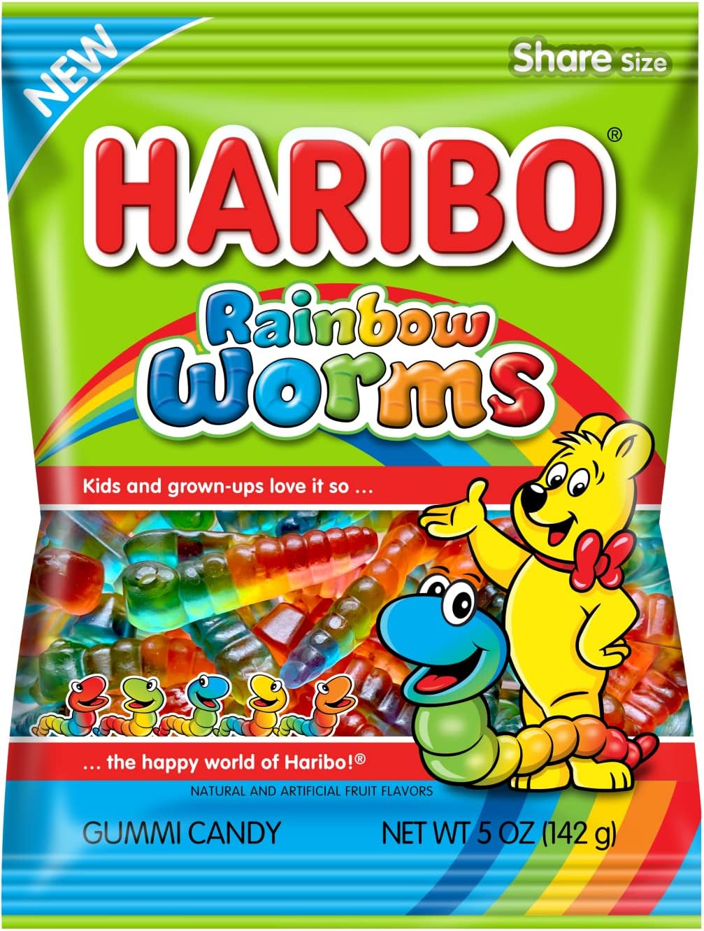 Haribo Rainbow Worms 5 oz. Bag