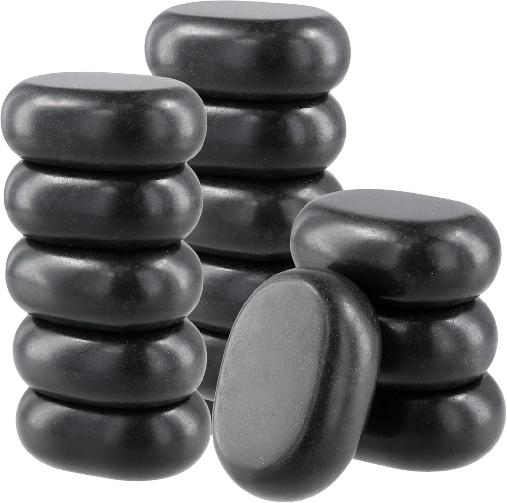 15 Pack Massage Stones, 3 x 2 x 1 Inch Essential hot Stones Rocks Massage for Spa Therapy Relaxation