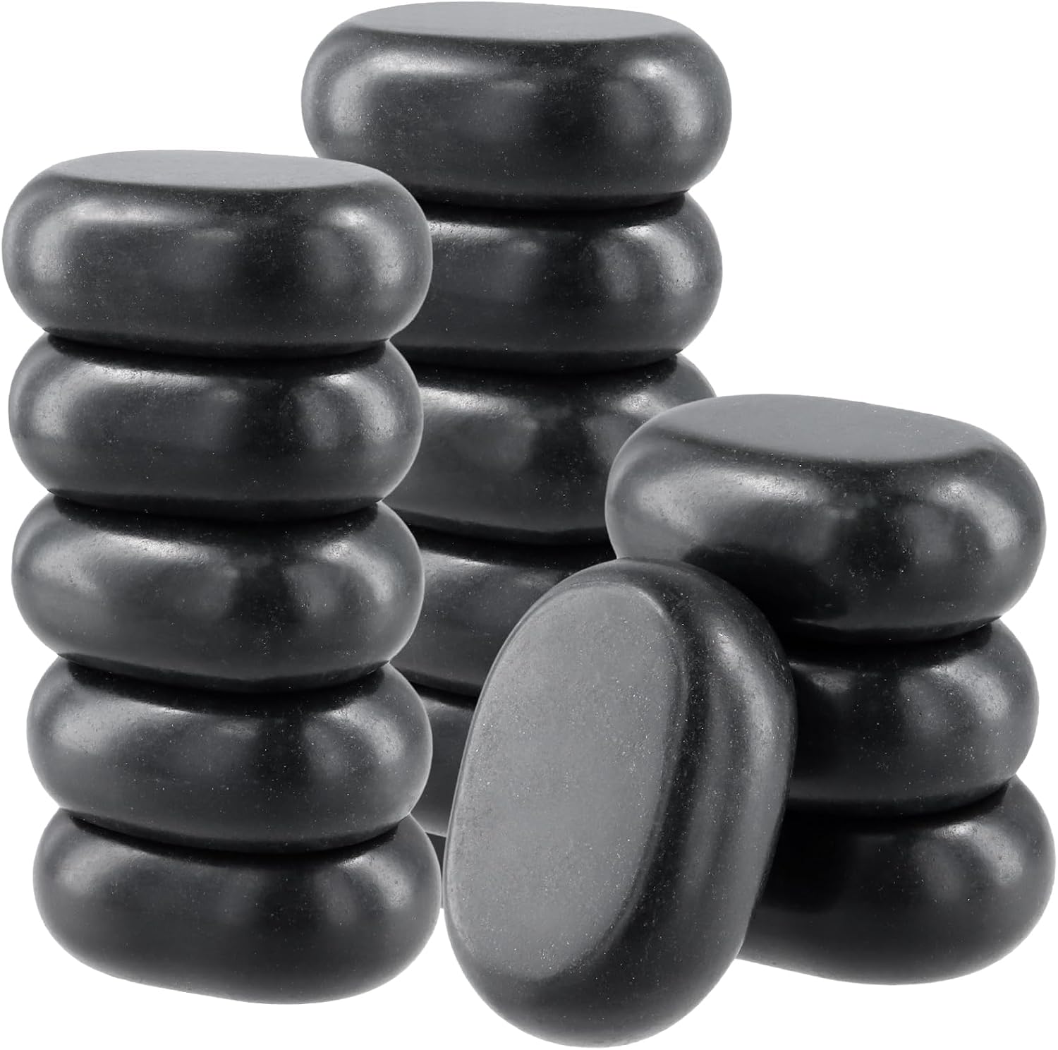 15 Pack Massage Stones, 3 x 2 x 1 Inch Essential hot Stones Rocks Massage for Spa Therapy Relaxation