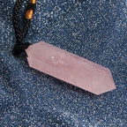 Acxico 1Pcs Rose Quartz Crystal Pendulum Pendant Necklace Chakra Gemstone Healing