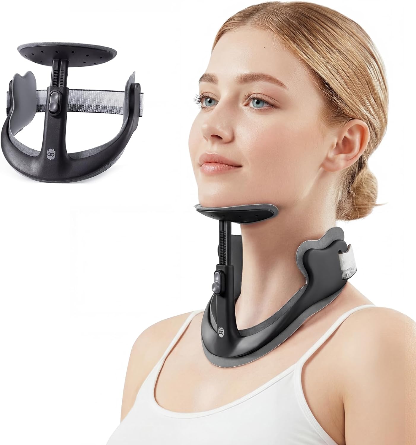 Posture Corrector for Neck & Cervical Spine Alignment - Memory Foam Support for Pain Relief, Tech Neck, 360° Adjustable Neck Collar, (Black, Large)