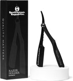 Gentlemen Republic Straight Edge Razor Holder: Premium Black Safety Razor Holder for Professional Barbers and Everyday Home Grooming - Achieve the Shave with Confidence