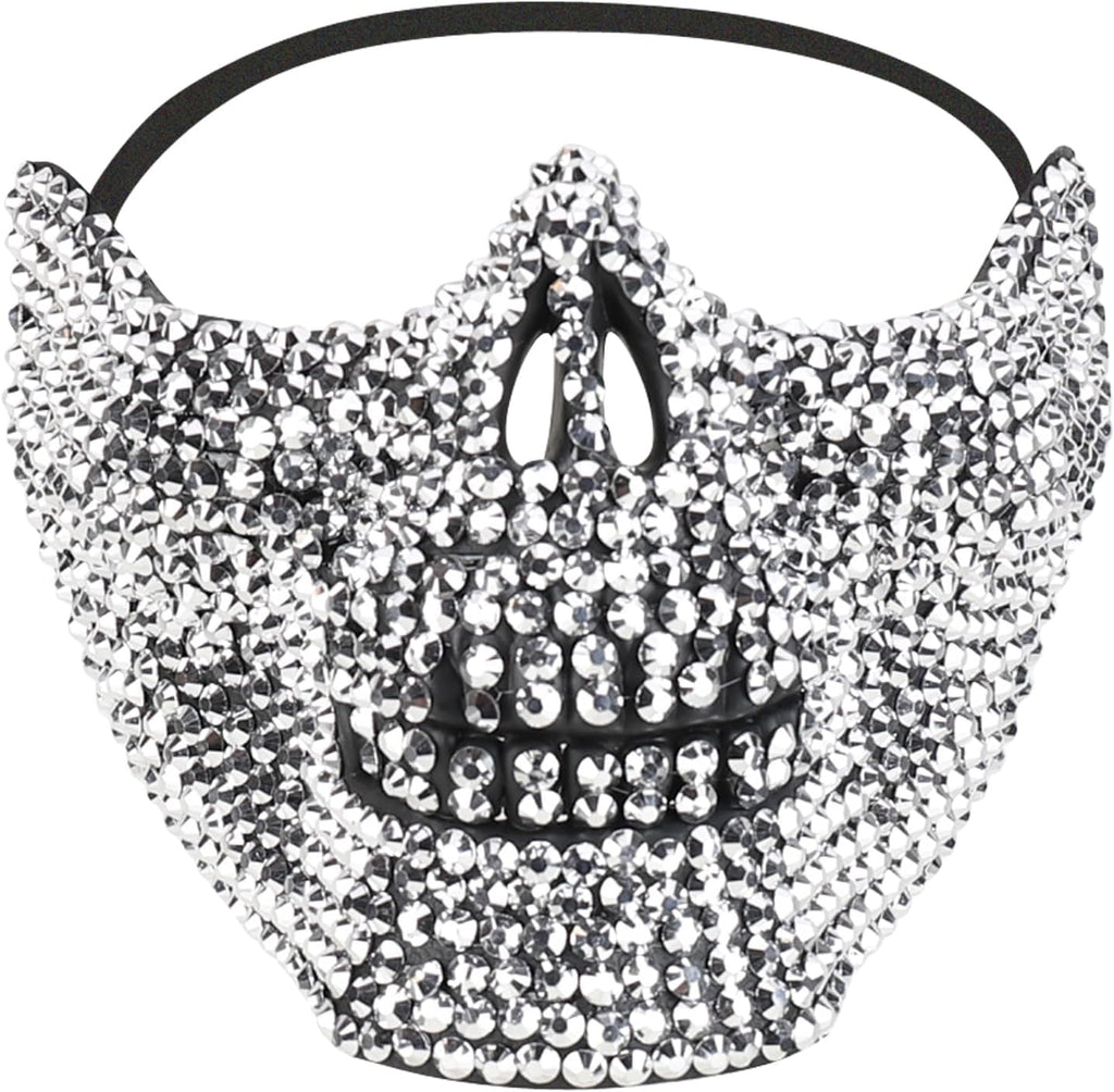 Trendy Apparel Shop Bling Rhinestone Skull Half Mask Costume Accessory
