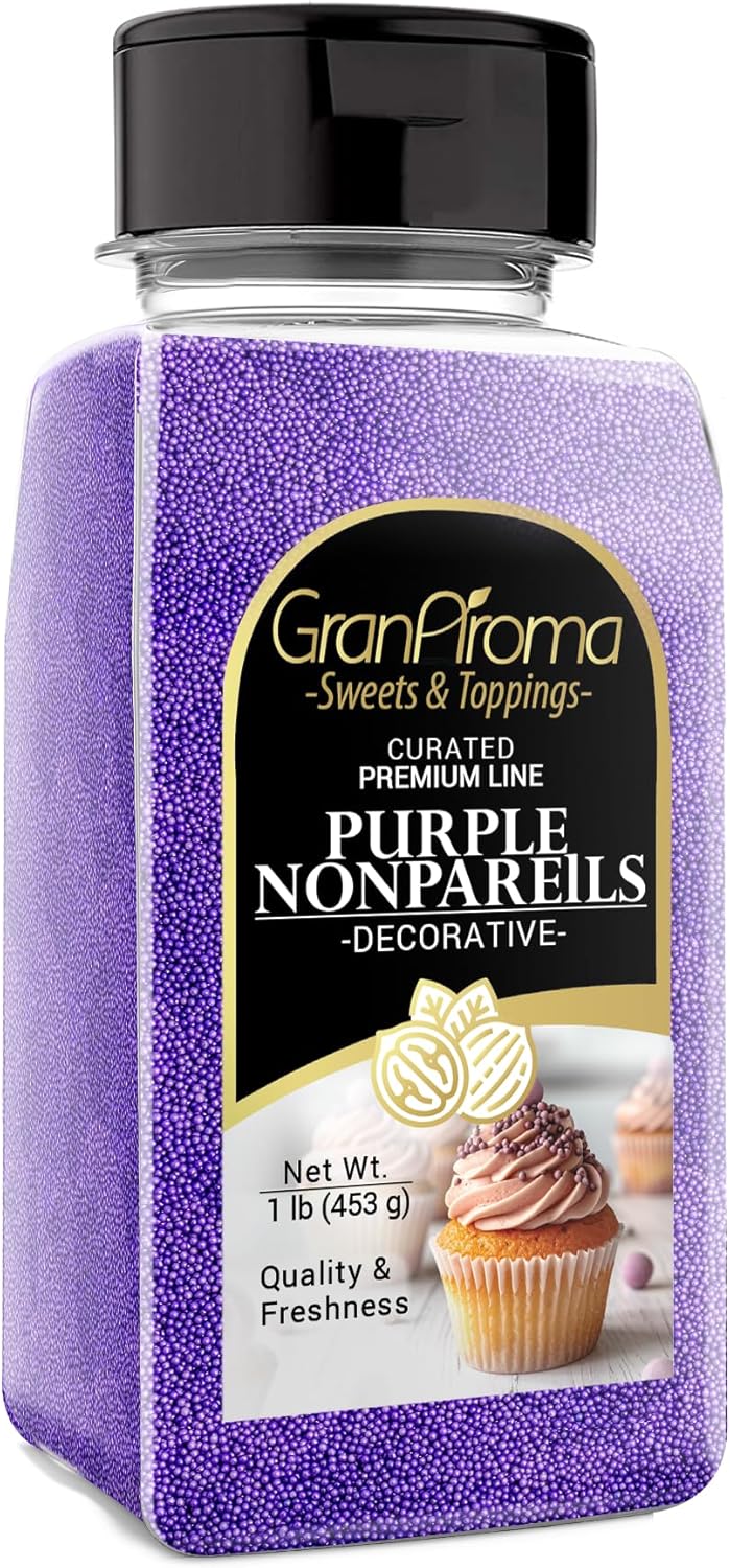 GranAroma Purple Nonpareils, 1 lb, Decorative Sprinkles, Cakes & Cookies, Bakery Staple