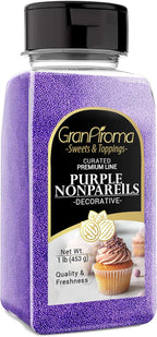 GranAroma Purple Nonpareils, 1 lb, Decorative Sprinkles, Cakes & Cookies, Bakery Staple
