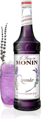 Monin - Lavender Syrup | Aromatic & Floral, Premium Syrup for Cocktails, Lattes & More | Clean Label with No Artificial Flavors, No Artificial Preservatives (BPA Free Bottle, 25.4 fl oz)