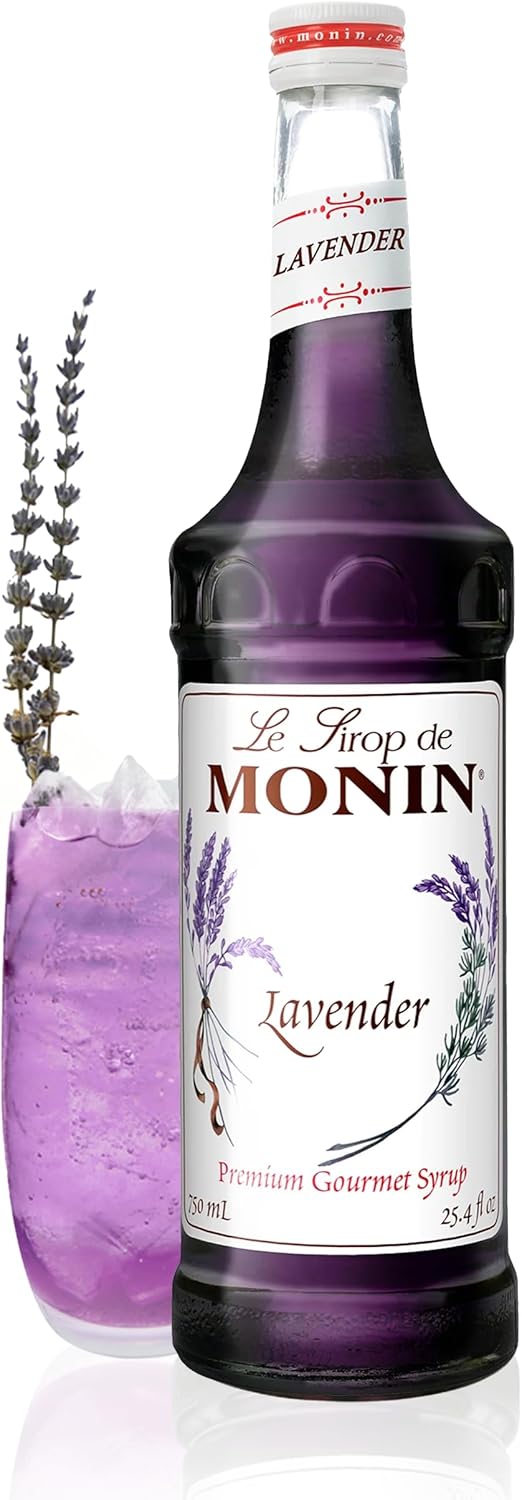 Monin - Lavender Syrup | Aromatic & Floral, Premium Syrup for Cocktails, Lattes & More | Clean Label with No Artificial Flavors, No Artificial Preservatives (BPA Free Bottle, 25.4 fl oz)