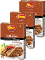 Shan Seekh Kabab Recipe and Seasoning Mix 1.76 oz (50g) - Spice Powder for Exclusive Traditional BBQ Blends - Suitable for Vegetarians - Airtight Bag in a Box (Pack of 3)