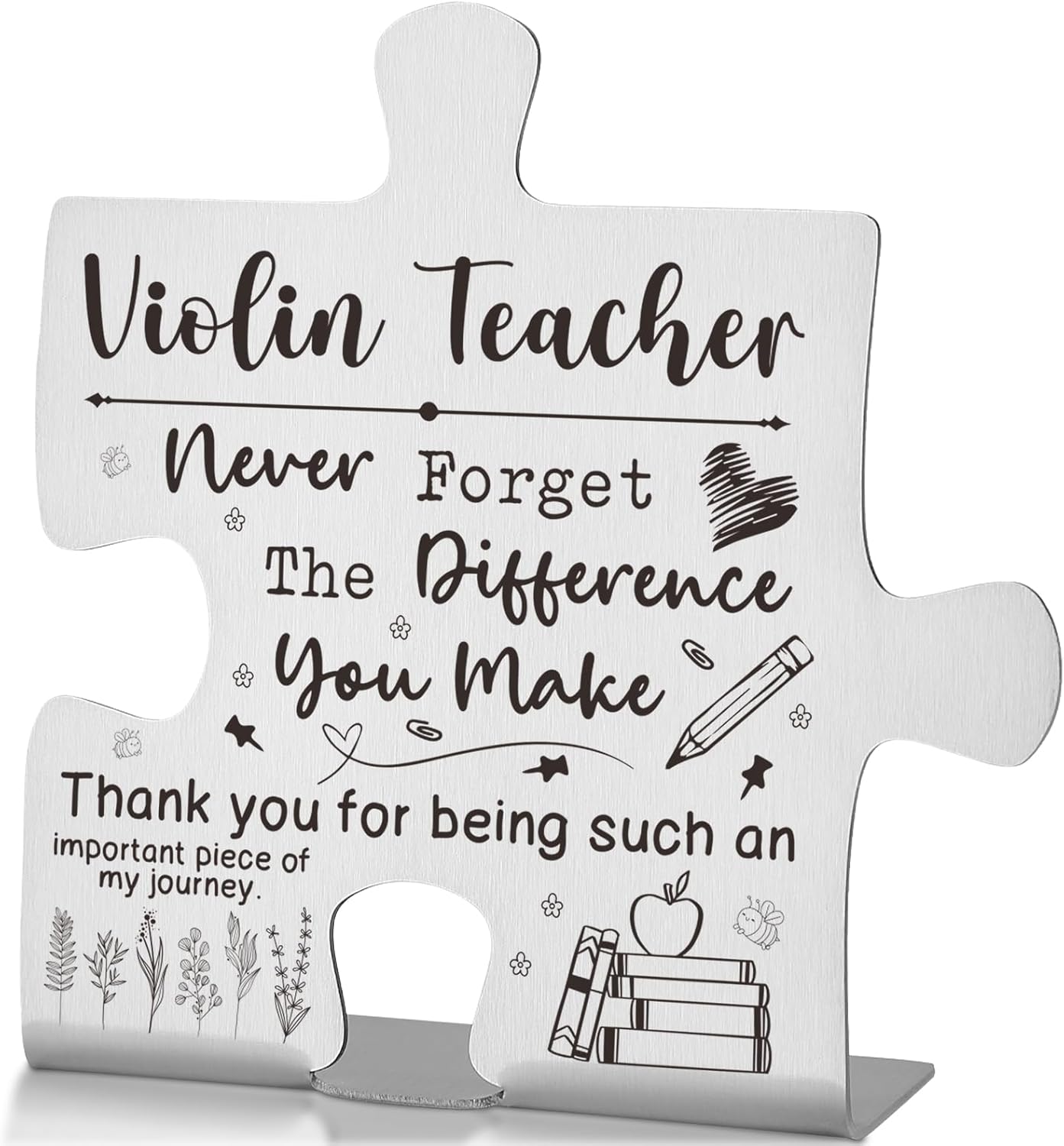Violin Teacher Gift Appreciation Desk Decor Sign, Thank You Gift for String Instructors and Music Coaches, Puzzle Recognition Plaque for Recitals, Graduation, or Teacher Appreciation Week EDD31