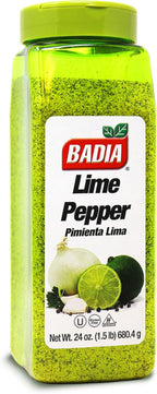 Badia Lime Pepper Seasoning, 24 oz - Pepper, Garlic & Onion, Zesty Citrus Blend for Chicken, Seafood & Vegetables