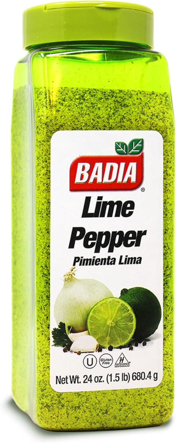 Badia Lime Pepper Seasoning, 24 oz - Pepper, Garlic & Onion, Zesty Citrus Blend for Chicken, Seafood & Vegetables