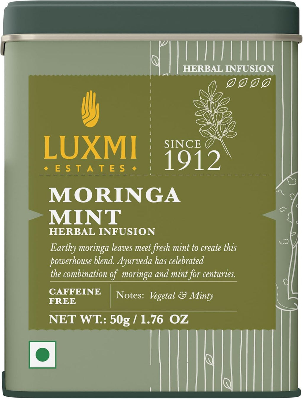 Luxmi Estates - Moringa Mint Tea Loose Leaf - 50g, 1.76 Oz (25 cups) | Organic Moringa and Mint