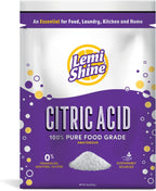 Lemi Shine 100% Citric Acid Powder l Pure Food-Grade Flavor Enhancer & All-Natural Preservative | Fragrance Free Citric Acid for Mini Bath Bombs, Cooking, & Canning, 8 oz. Bag