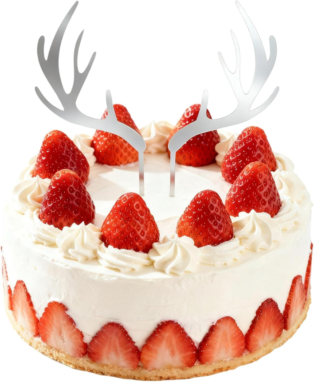 jojofuny 5Pcs Christmas Cake Toppers - Reindeer Antler Cake Topper, Christmas Antlers Shape Dessert Decoration Cupcake Decor for Xmas Party Festival - Gold