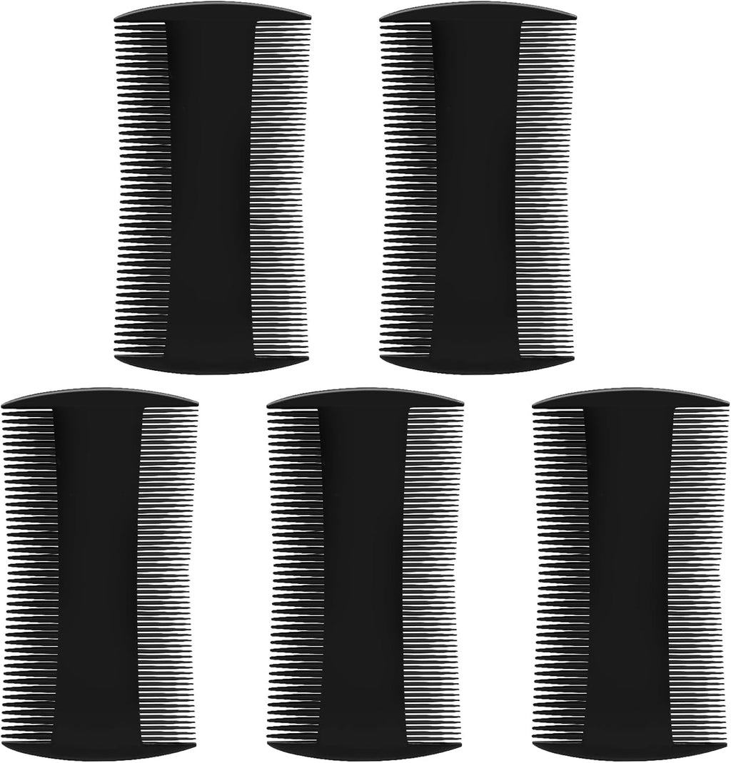 5 Pack Mini Mustache Comb, Double Sided Pocket Small Beard Comb for Hair & Beard Grooming, Fine/Wide Teeth Detangling Tool | Moustache Combs for Men, Travel, Grooming Kit (3.74 Inch, Black)